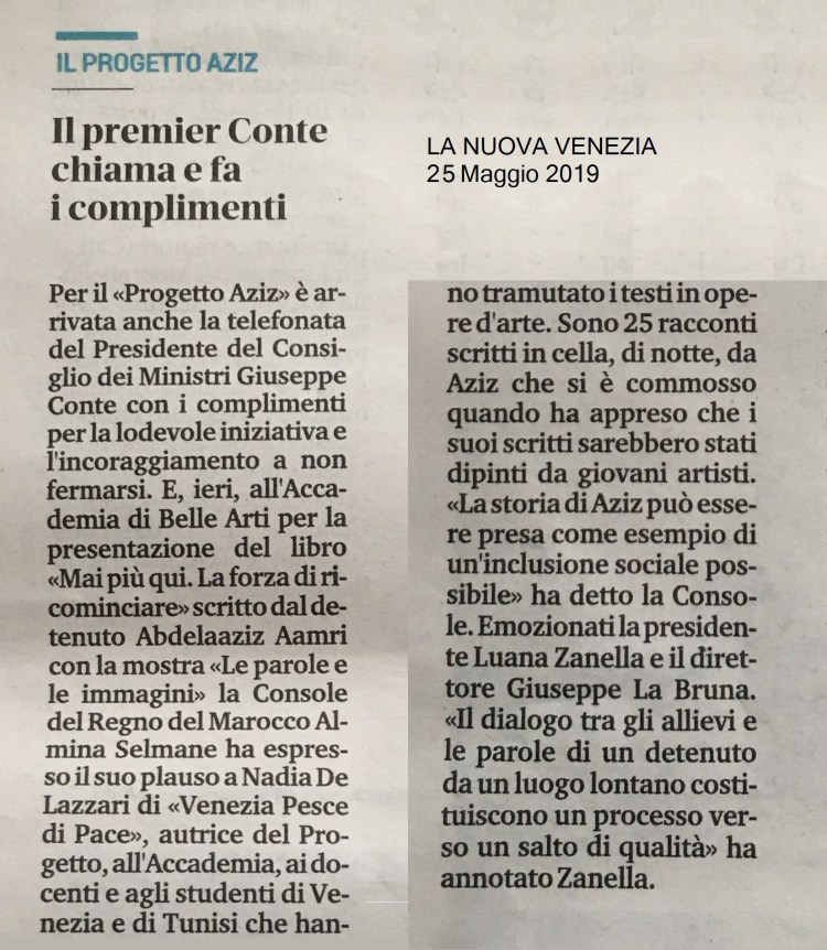 LA NUOVA VENEZIA 1 - 25 maggio 2019 - Progetto Aziz - Venezia Pesce di Pace.jpg